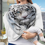 Watercolor White Bengal Tiger Print Baby Seat Cover