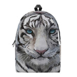 Watercolor White Bengal Tiger Print Backpack