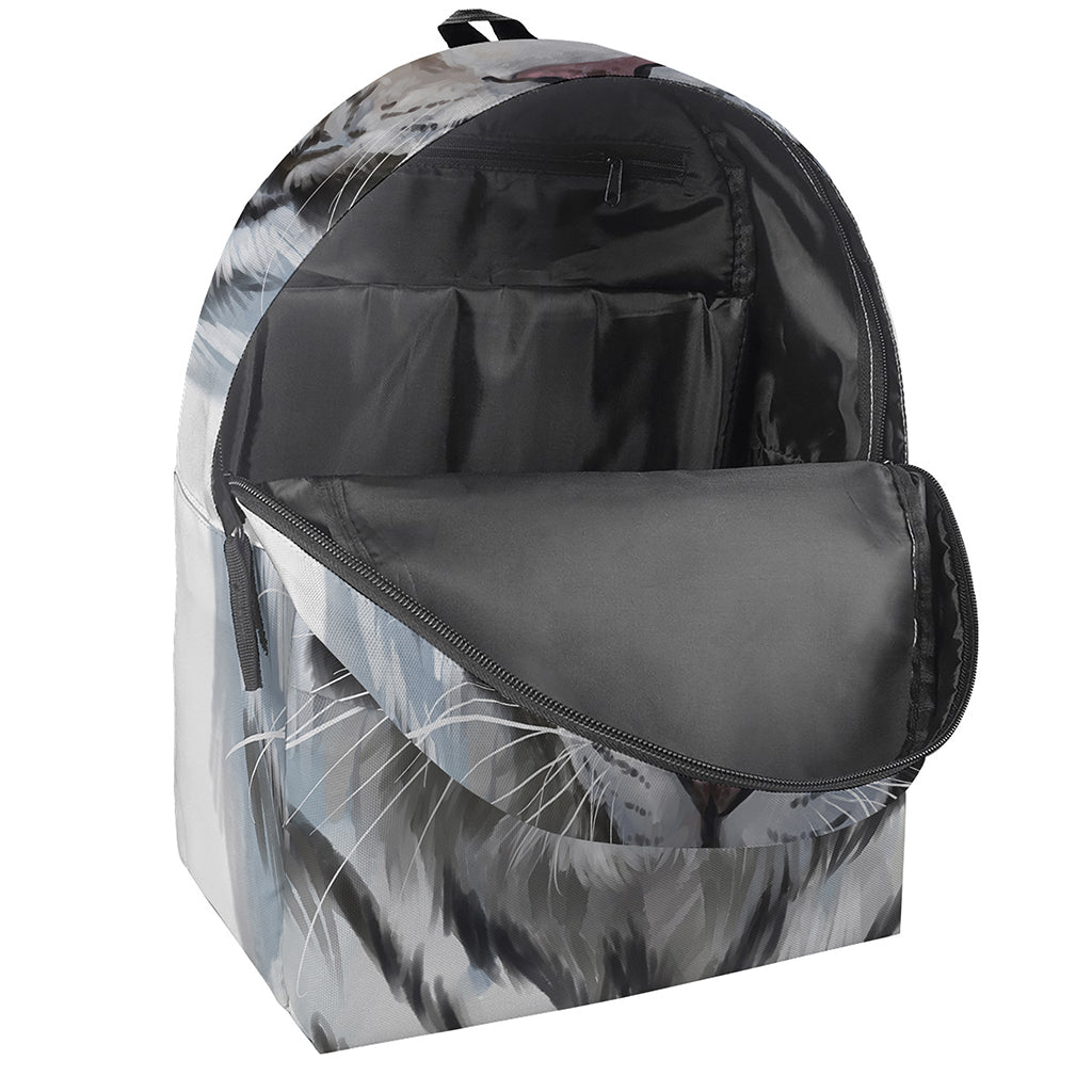 Watercolor White Bengal Tiger Print Backpack