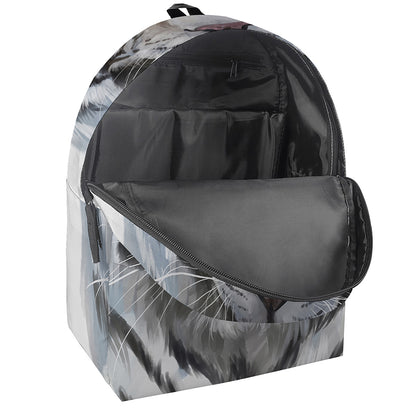 Watercolor White Bengal Tiger Print Backpack