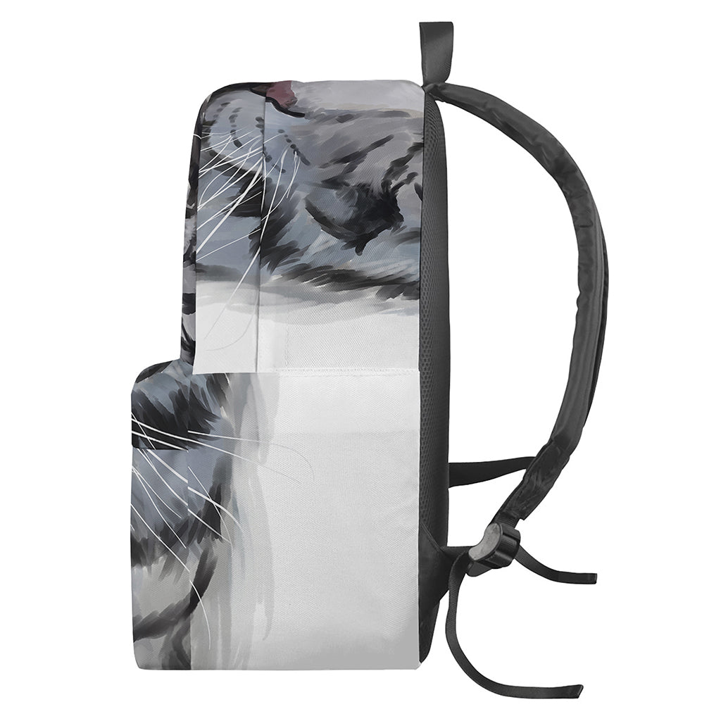 Watercolor White Bengal Tiger Print Backpack