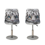 Watercolor White Bengal Tiger Print Bar Stool Covers