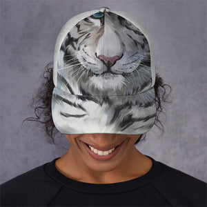 Watercolor White Bengal Tiger Print Baseball Cap