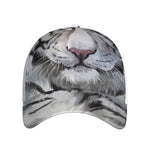 Watercolor White Bengal Tiger Print Baseball Cap