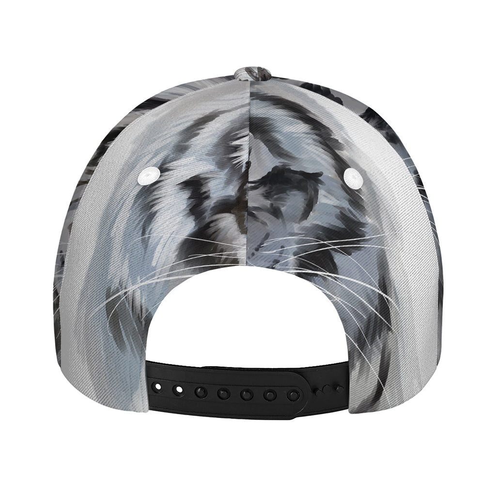 Watercolor White Bengal Tiger Print Baseball Cap