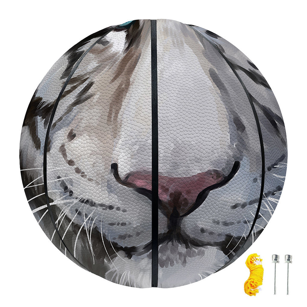 Watercolor White Bengal Tiger Print Basketball