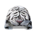 Watercolor White Bengal Tiger Print Beanie