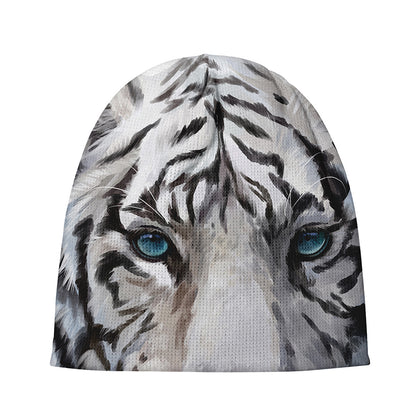 Watercolor White Bengal Tiger Print Beanie