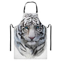 Watercolor White Bengal Tiger Print Bib Apron With Pocket