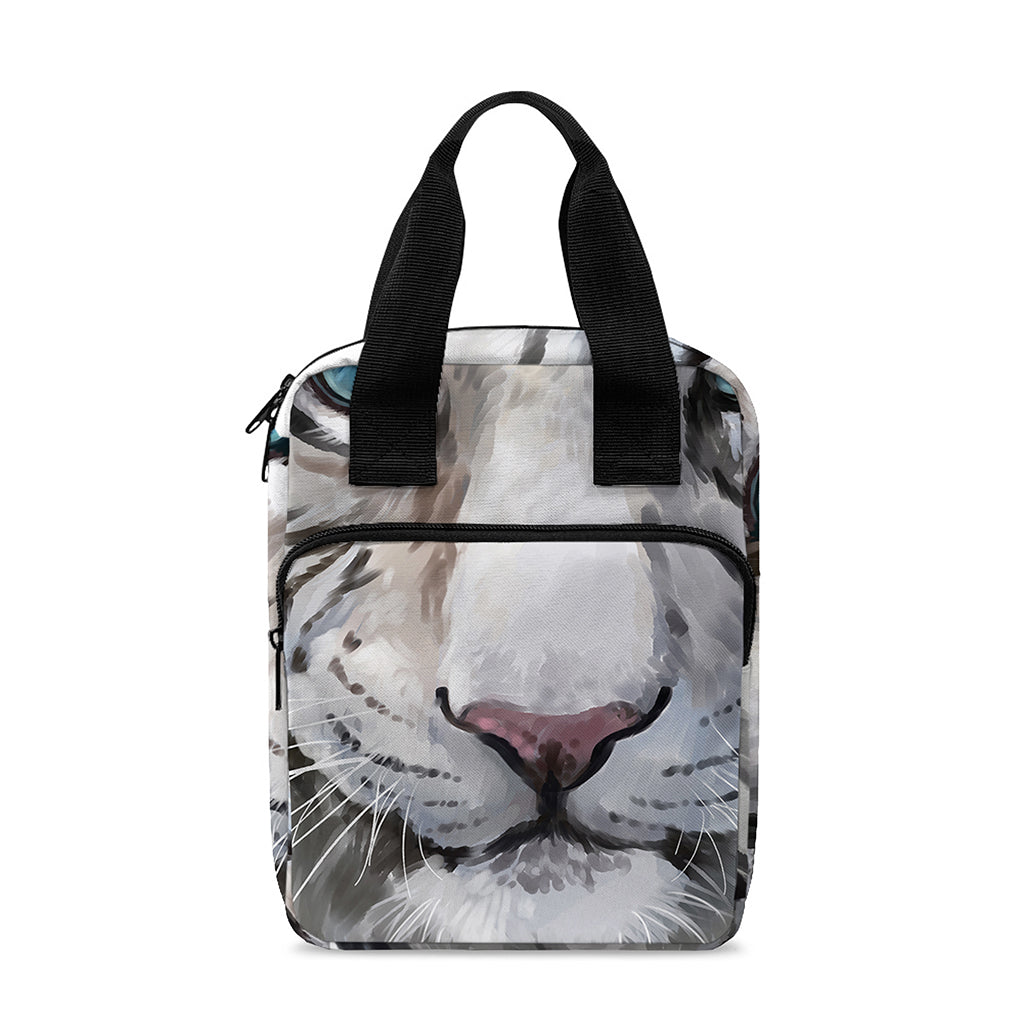 Watercolor White Bengal Tiger Print Bible Tote Bag