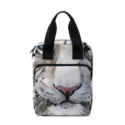 Watercolor White Bengal Tiger Print Bible Tote Bag