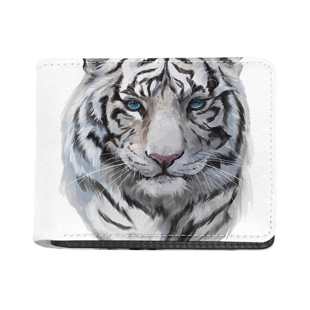Watercolor White Bengal Tiger Print Bifold Wallet