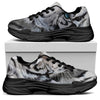 Watercolor White Bengal Tiger Print Black Chunky Shoes