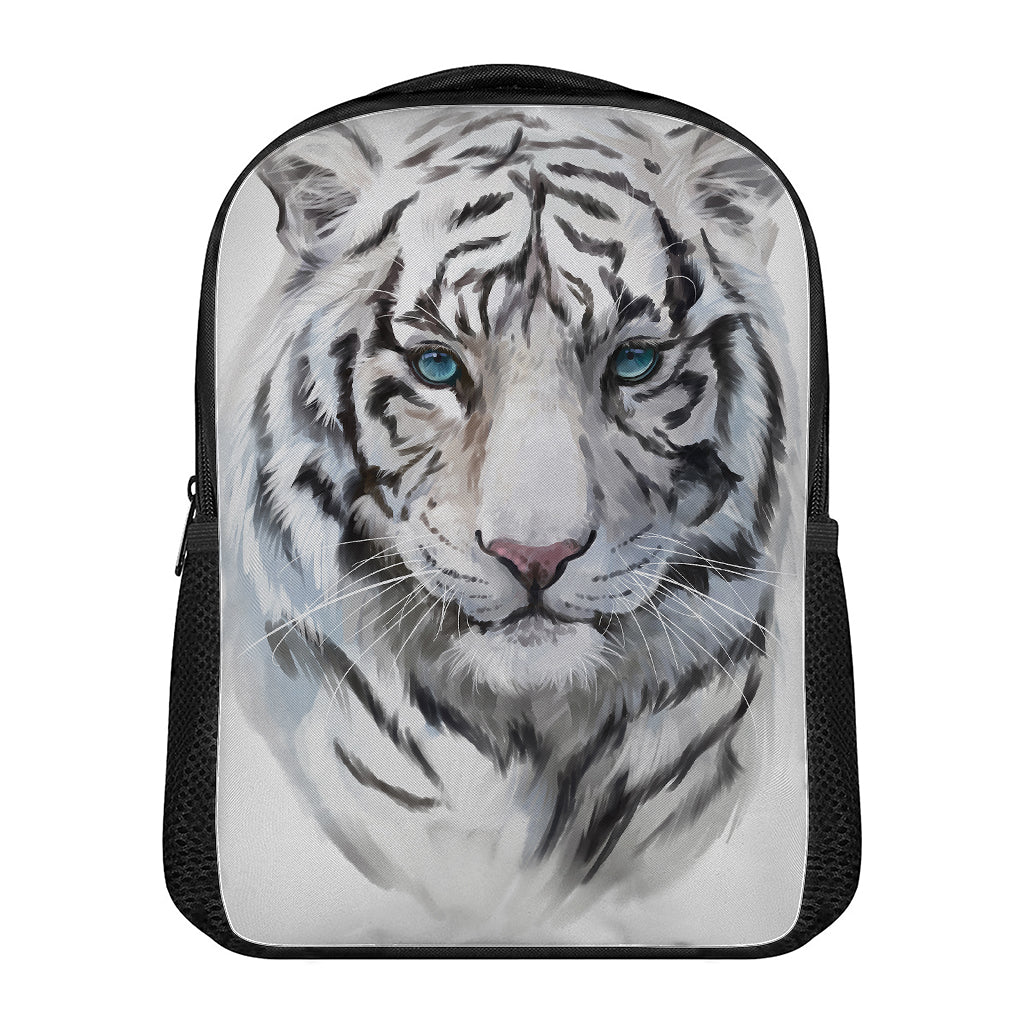 Watercolor White Bengal Tiger Print Casual Backpack