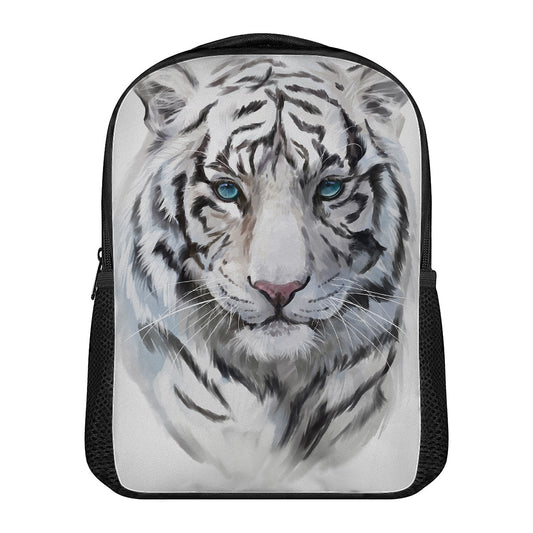Watercolor White Bengal Tiger Print Casual Backpack