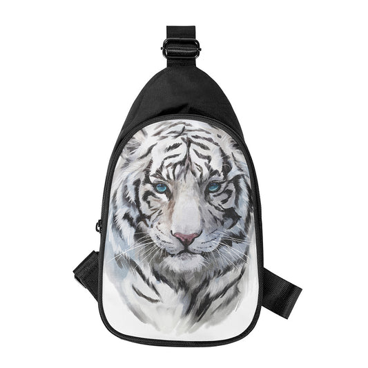 Watercolor White Bengal Tiger Print Chest Bag