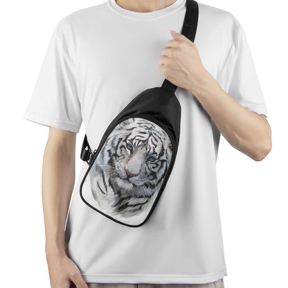 Watercolor White Bengal Tiger Print Chest Bag
