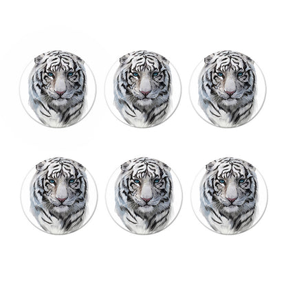Watercolor White Bengal Tiger Print Coaster Set