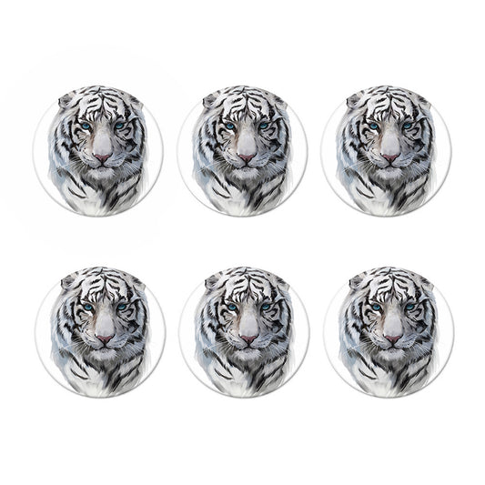 Watercolor White Bengal Tiger Print Coaster Set