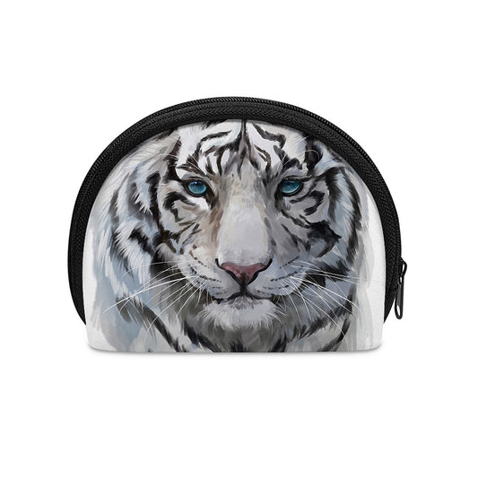 Watercolor White Bengal Tiger Print Coin Purse