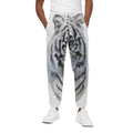 Watercolor White Bengal Tiger Print Cotton Sweatpants