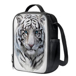 Watercolor White Bengal Tiger Print Crossbody Lunch Bag