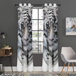 Watercolor White Bengal Tiger Print Curtain