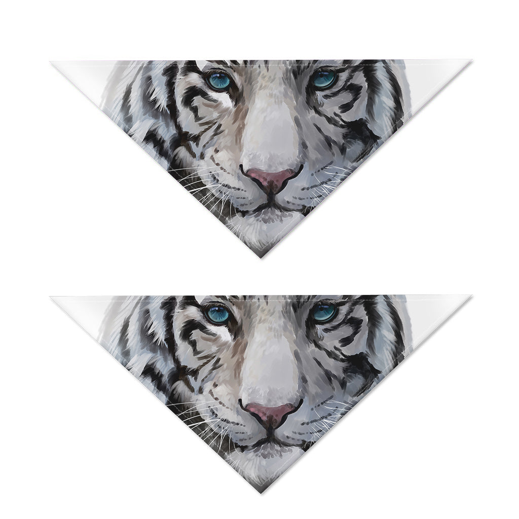 Watercolor White Bengal Tiger Print Dog Bandana