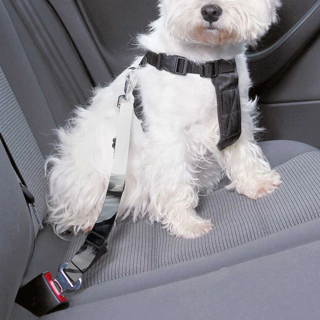 Watercolor White Bengal Tiger Print Dog Seat Belt