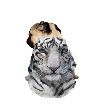 Watercolor White Bengal Tiger Print Dog Zip Up Jacket
