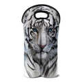 Watercolor White Bengal Tiger Print Double Neoprene Wine Tote