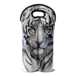 Watercolor White Bengal Tiger Print Double Neoprene Wine Tote