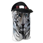 Watercolor White Bengal Tiger Print Double Neoprene Wine Tote
