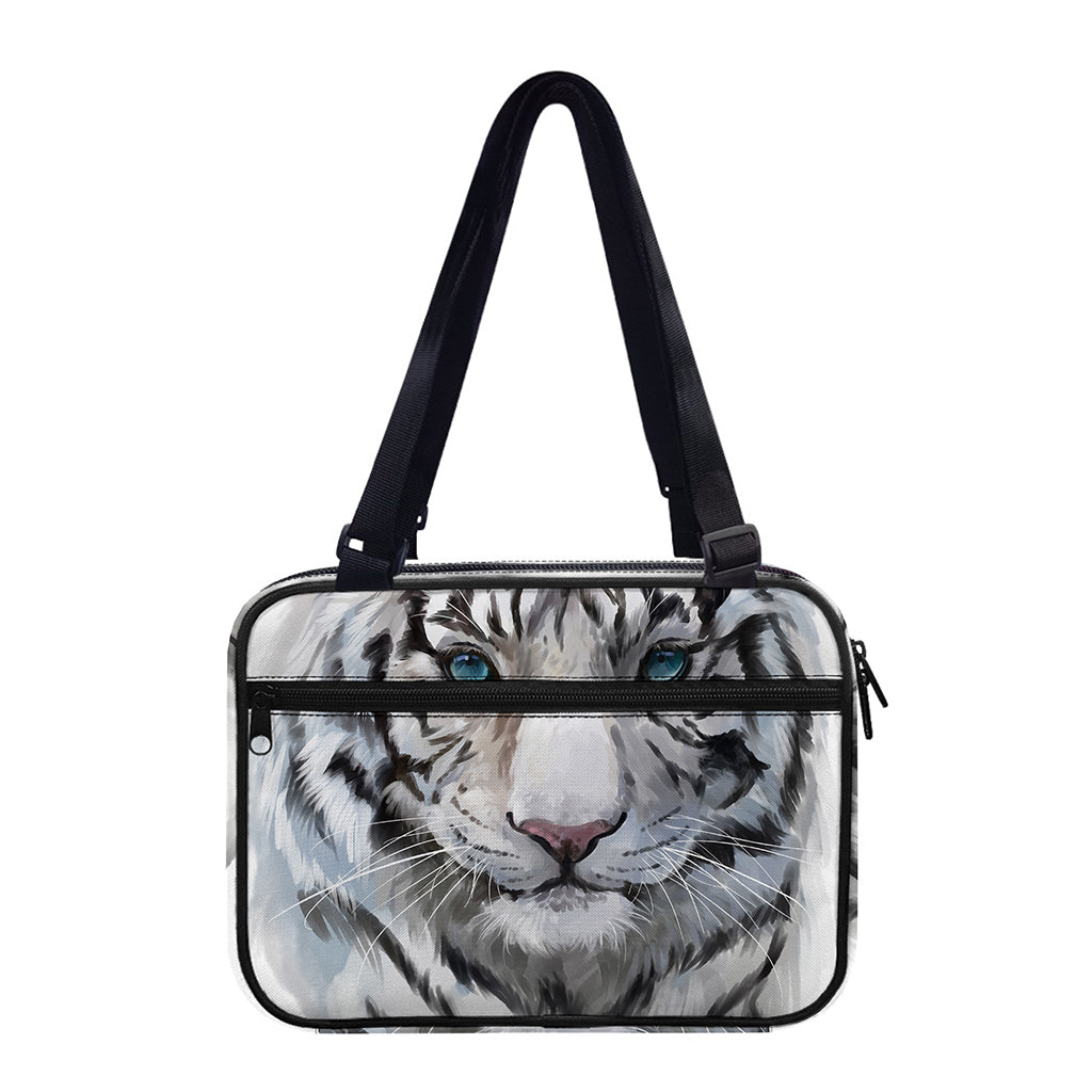 Watercolor White Bengal Tiger Print Double Strap Bible Bag
