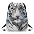 Watercolor White Bengal Tiger Print Drawstring Backpack