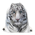 Watercolor White Bengal Tiger Print Drawstring Bag