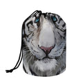 Watercolor White Bengal Tiger Print Drawstring Makeup Bag