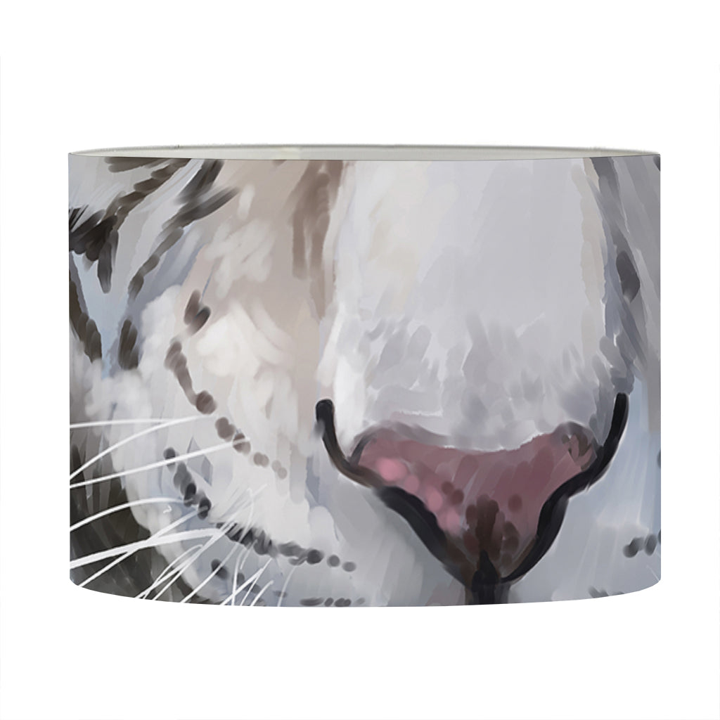 Watercolor White Bengal Tiger Print Drum Lamp Shade