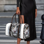 Watercolor White Bengal Tiger Print Duffle Bag
