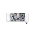Watercolor White Bengal Tiger Print Extended Mouse Pad