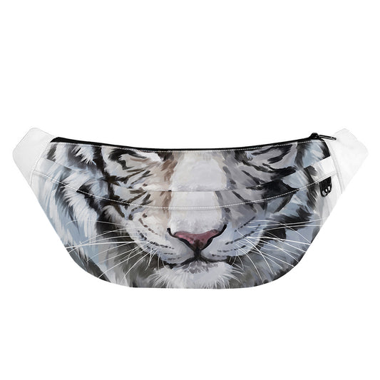Watercolor White Bengal Tiger Print Fanny Pack