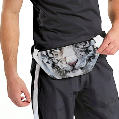 Watercolor White Bengal Tiger Print Fanny Pack