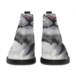 Watercolor White Bengal Tiger Print Flat Ankle Boots