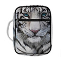 Watercolor White Bengal Tiger Print Front Pocket Bible Bag