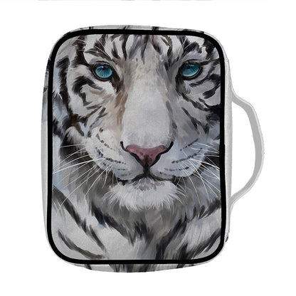 Watercolor White Bengal Tiger Print Front Pocket Bible Bag