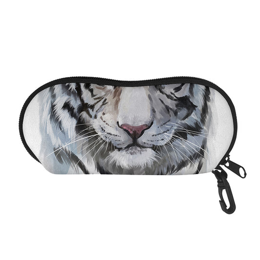 Watercolor White Bengal Tiger Print Glasses Case
