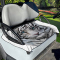 Watercolor White Bengal Tiger Print Golf Cart Seat Cover