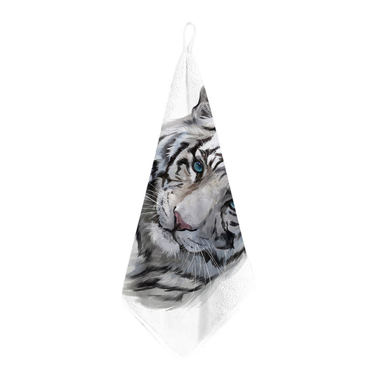 Watercolor White Bengal Tiger Print Hand Towel