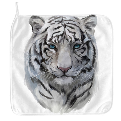 Watercolor White Bengal Tiger Print Hand Towel