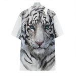 Watercolor White Bengal Tiger Print Hawaiian Shirt